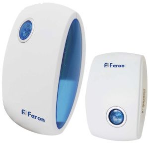Звонок дверной беспроводной Feron E-376 Электрический 36 мелодии белый синий с питанием от батареек фото в интернет магазине Супермаркет света